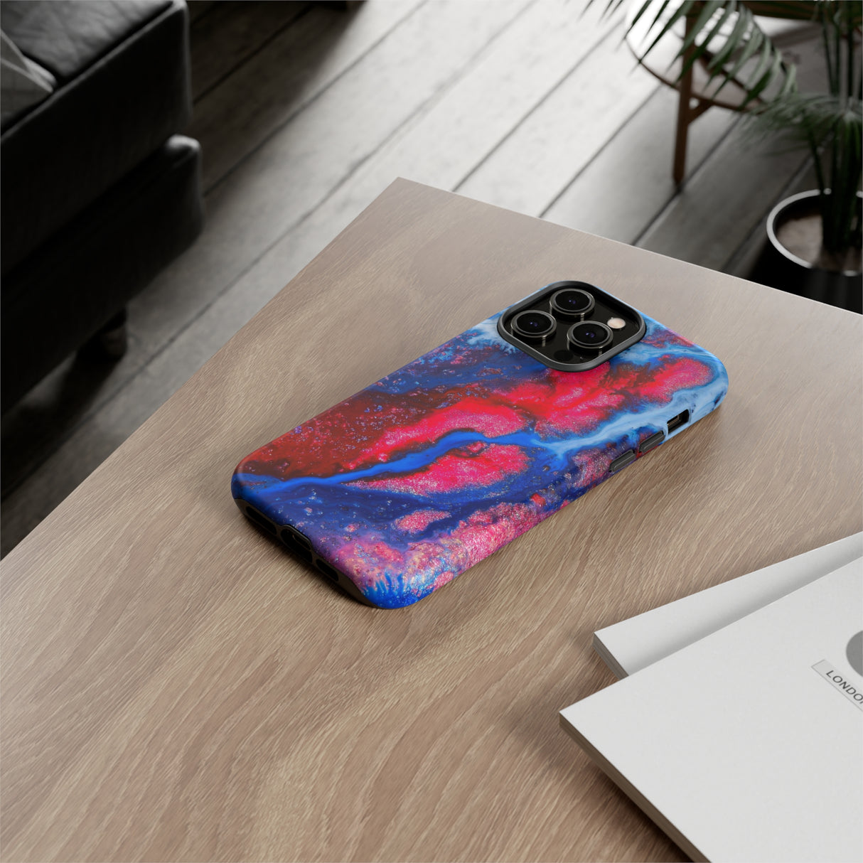 Red n Blue Ink Art iPhone Case (Protective) Phone Case