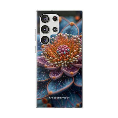 Blue-Orange Floral Swirl - Flexi Samsung S23 Phone Case