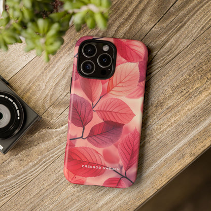 Elegant Pink Leaves iPhone 16 - Tough Phone Case