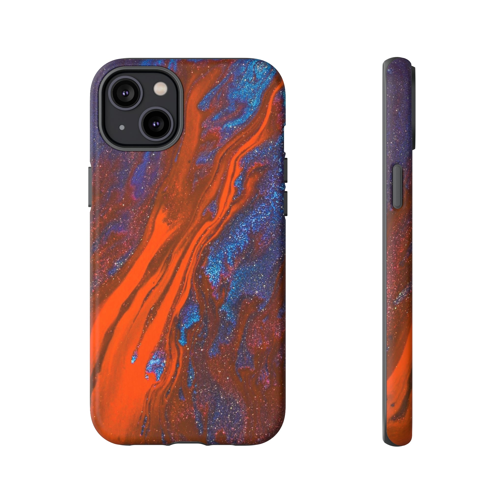 Orange Spikes Ink Art iPhone Case (Protective) iPhone 14 Plus Matte Phone Case