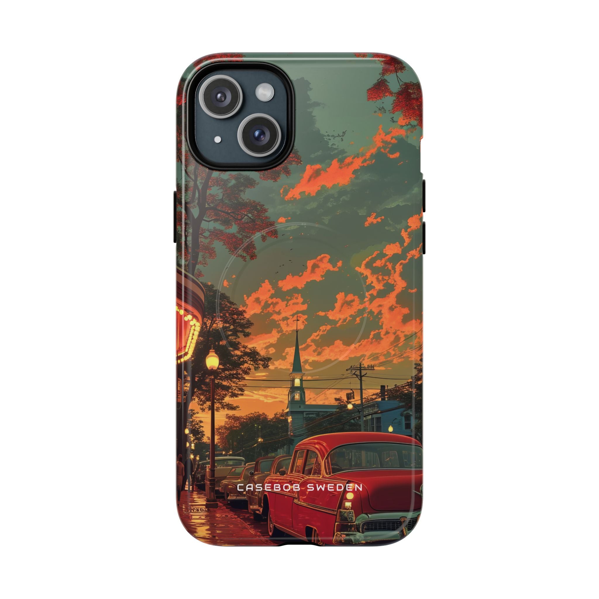 Mid-Century Nostalgia Streetscape iPhone 15 | Tough+ Phone Case