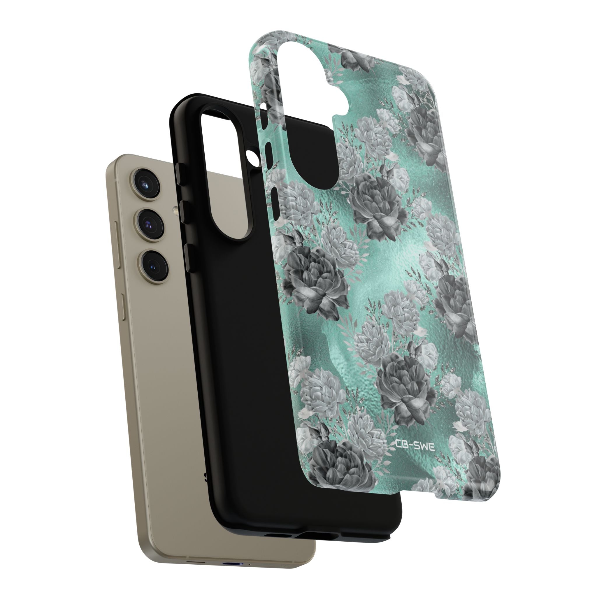 Teal Floral Elegance - Samsung Case