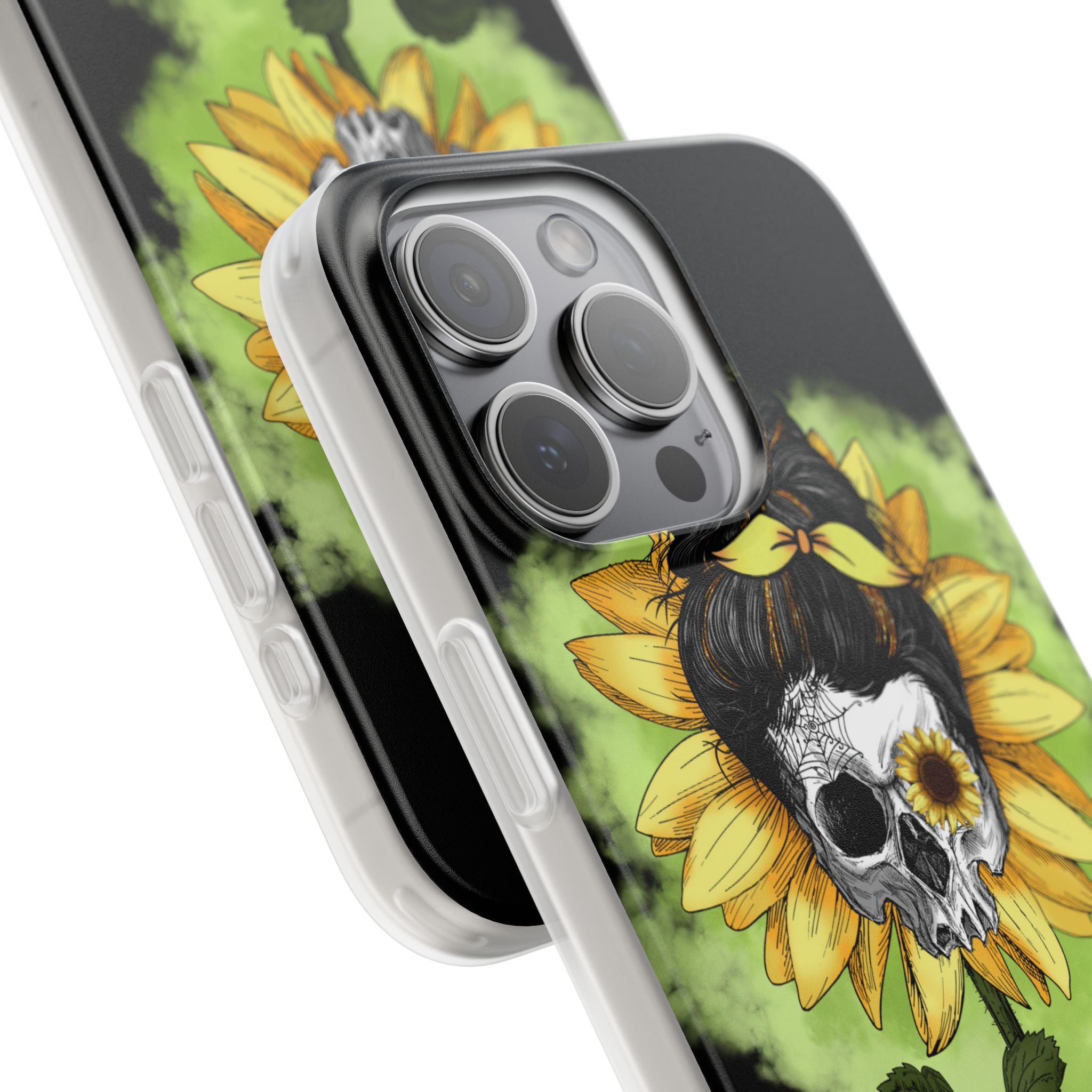 Sunflower Skull iPhone 15 Pro Max Case - Soft
