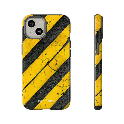 Yellow Stripe Distress iPhone 14 Case - Tough