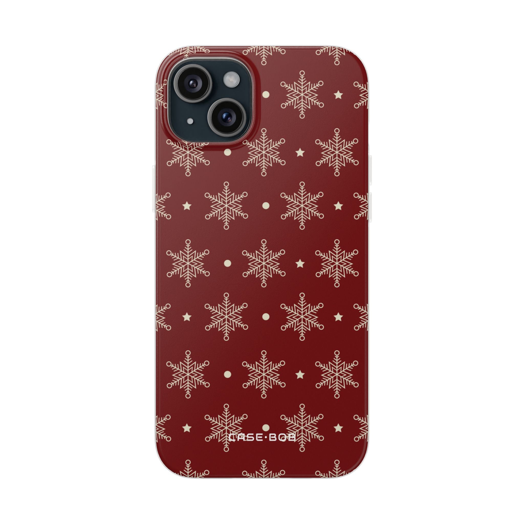Cream Snowflake Crimson iPhone 15 Plus Case - Soft