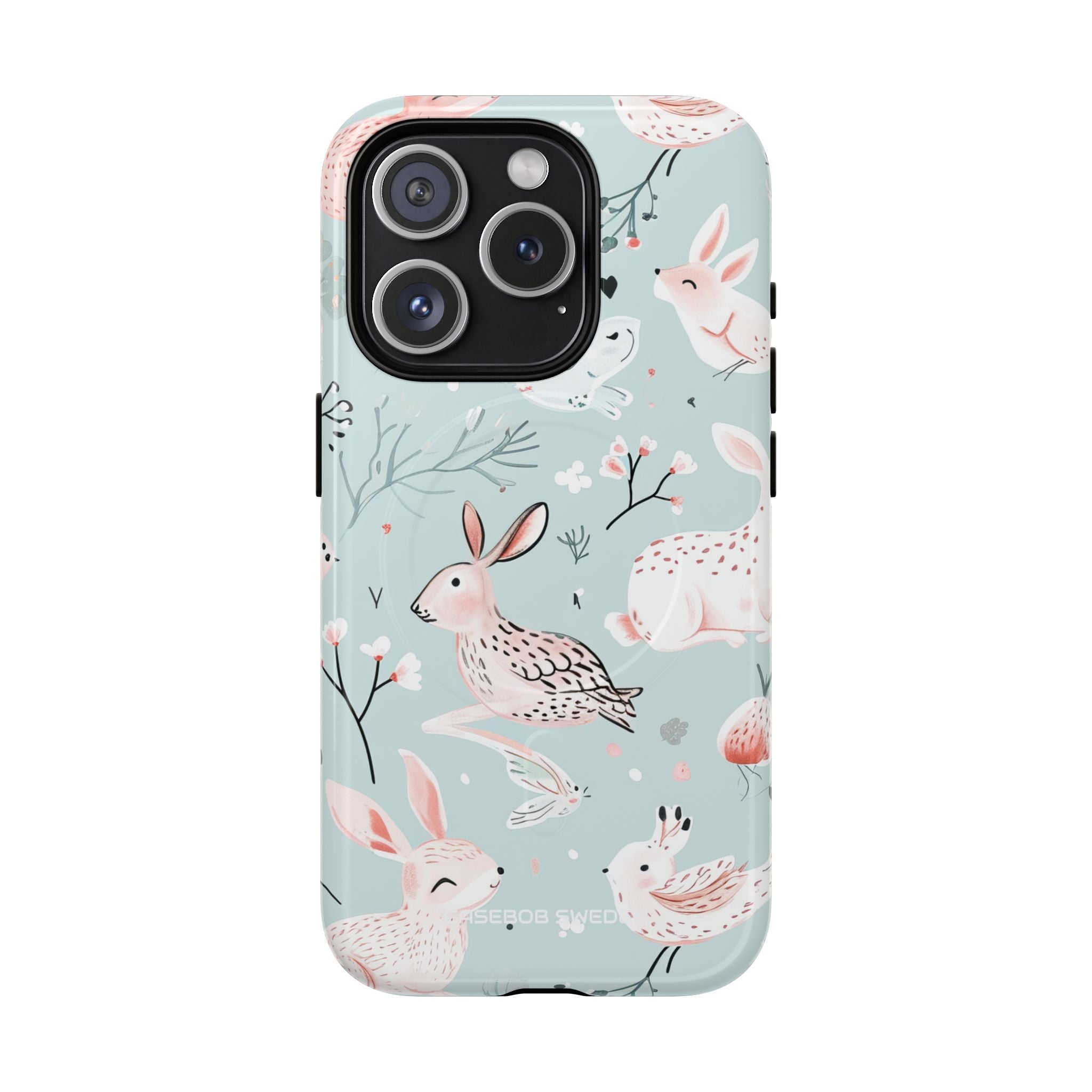 Whimsical Bunny Blossom - Tough + MagSafe® iPhone 15 Phone Case