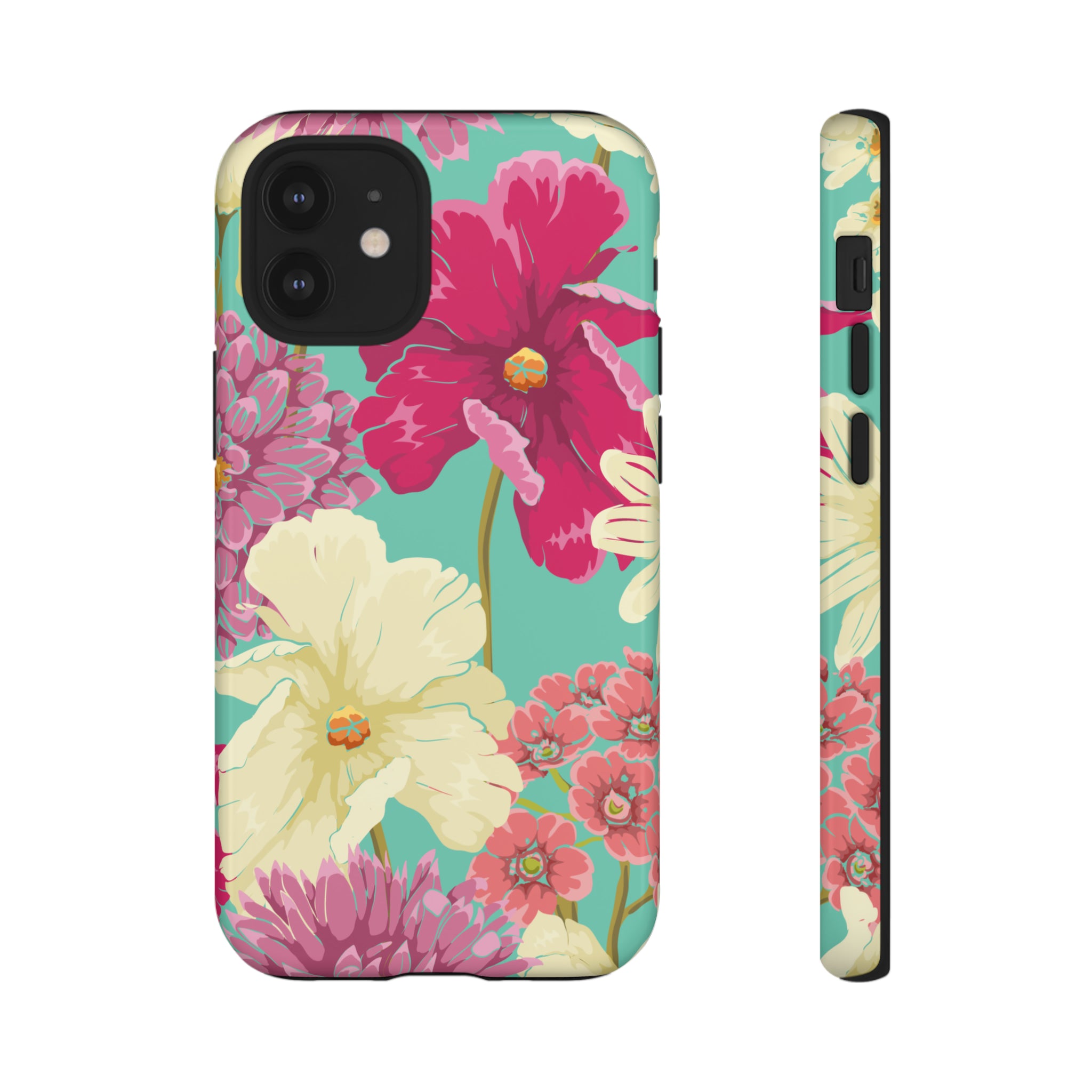 Colorful flowers in watercolor iPhone case - Protective Phone Case