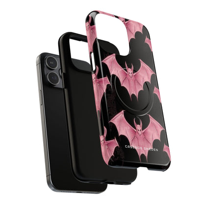 Gothic Pink Bats Aflame iPhone 15 | Tough+ Phone Case