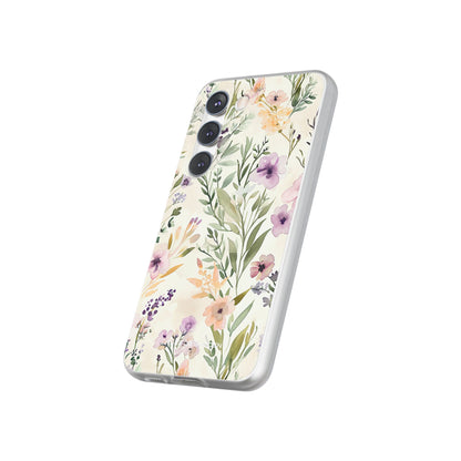 Soft Green Lavender Floral Pattern - Flexi Samsung S23 Phone Case