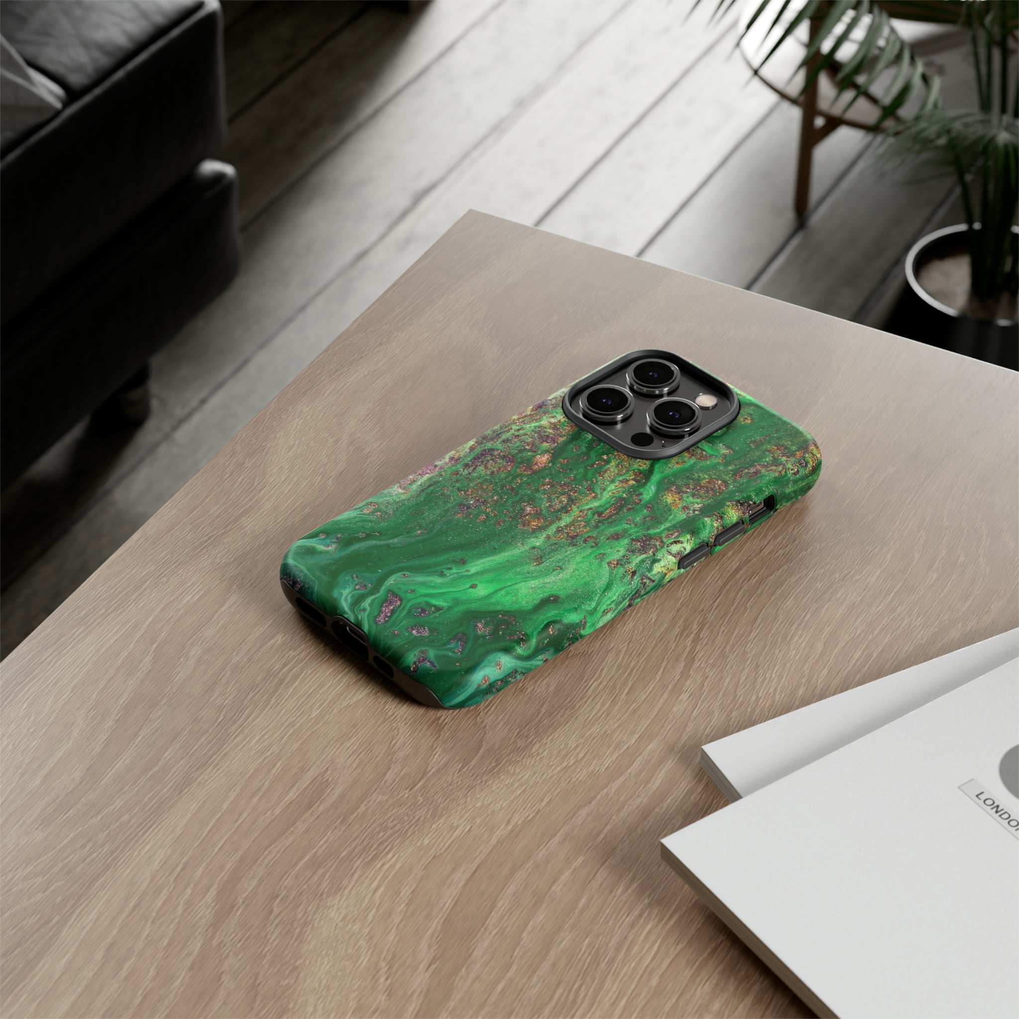 Green Sparkle Ink Art - Protective Phone Case