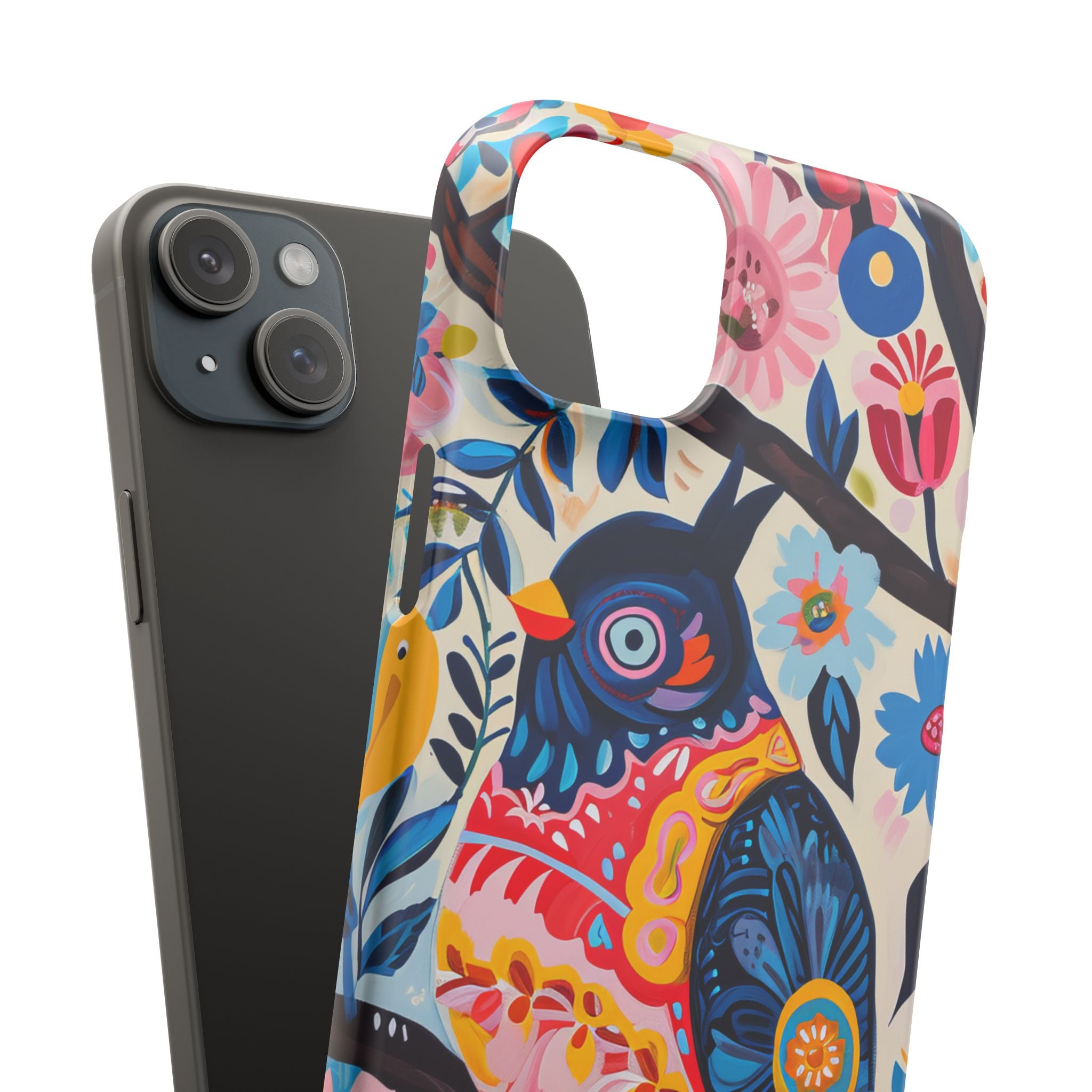 Whimsical Vintage Owl with Floral Charm iPhone 15 - Slim Phone Case