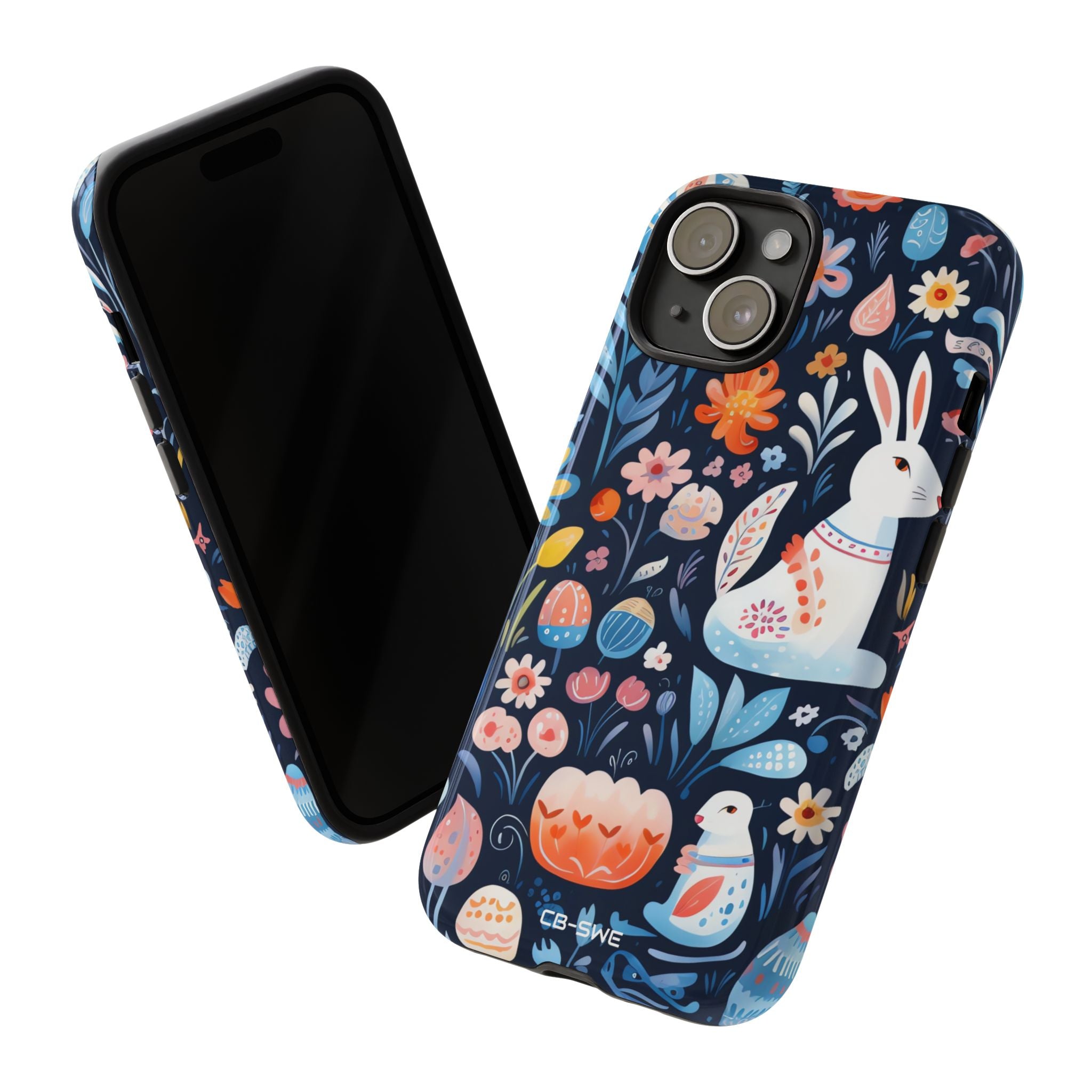 Bunnies Play Among Flowers - iPhone Case