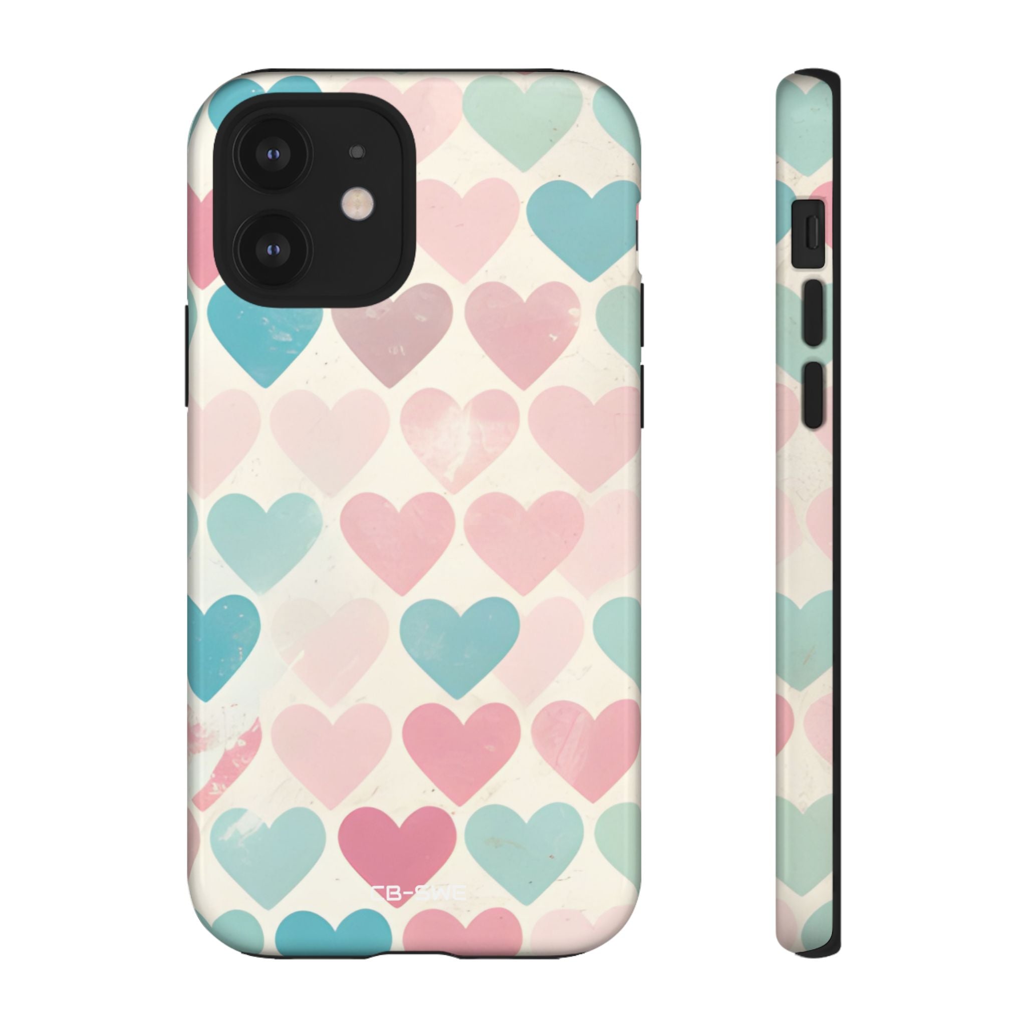 Retro Hearts Symmetry - iPhone Case