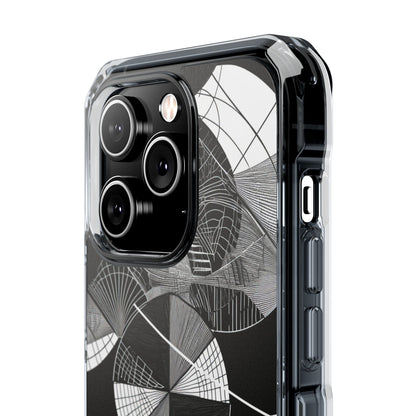 Monochrome Circle Maze iPhone 14 - Impact Clear+