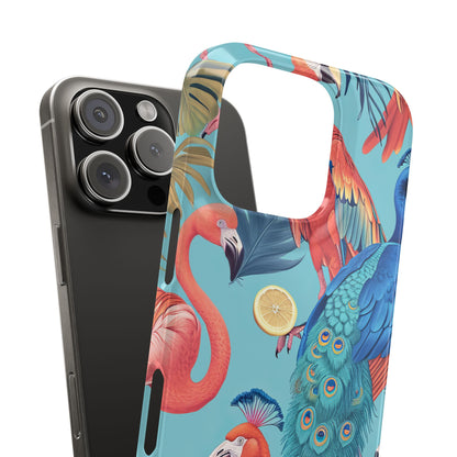 Tropical Flamingo Bliss - Slim iPhone 16 Phone Case