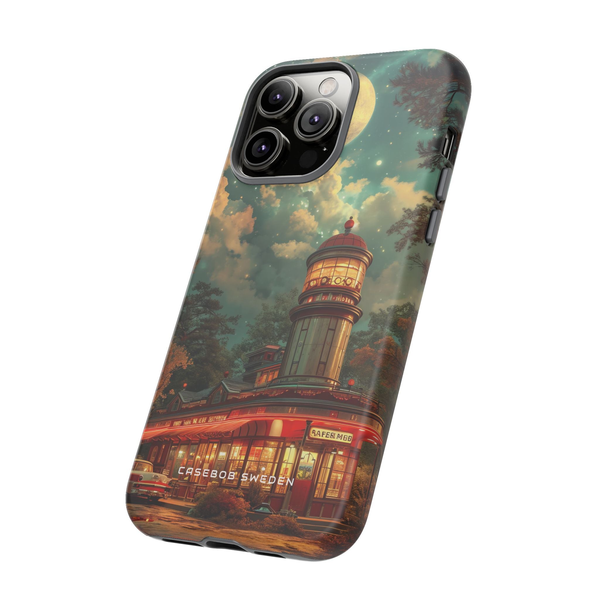 Vintage Moonlit Diner Fantasy iPhone 14 - Tough Phone Case