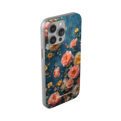 Blue Floral Elegance - Flexi iPhone 14 Phone Case