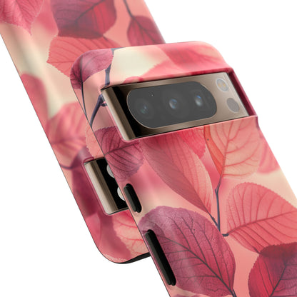 Elegant Pink Leaves Google Pixel 8 - Tough Phone Case