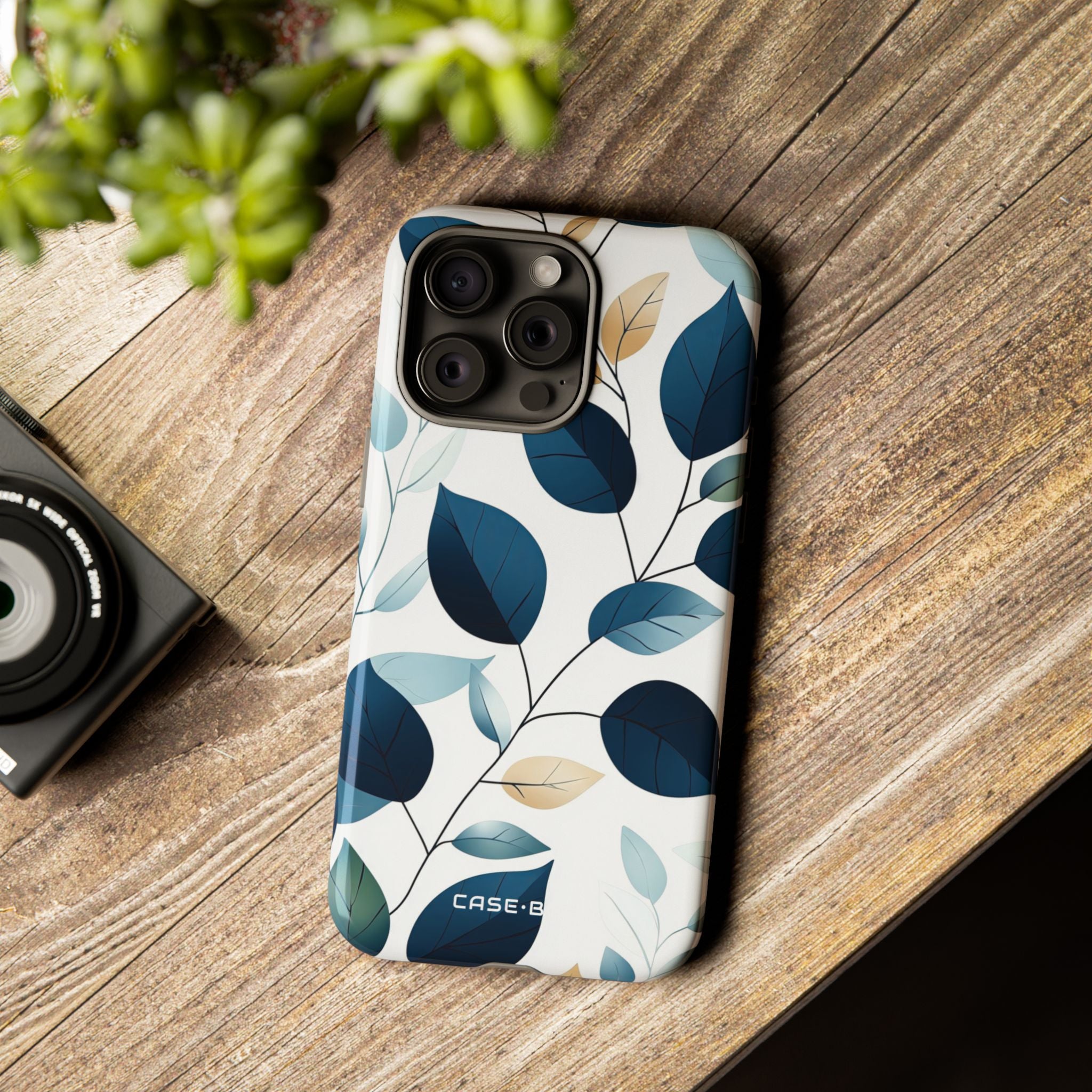 Navy Leaf Veins iPhone 15 Pro Max Case - Tough