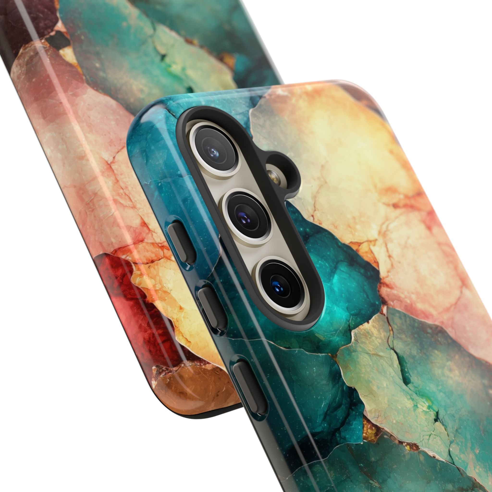 Teal Mosaic Veins Samsung S24 Case - Tough