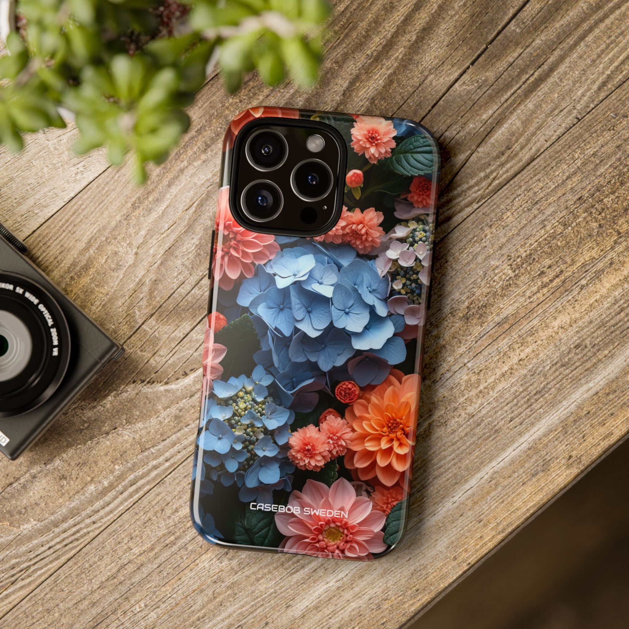 Blue Floral Bliss - Tough iPhone 16 Phone Case