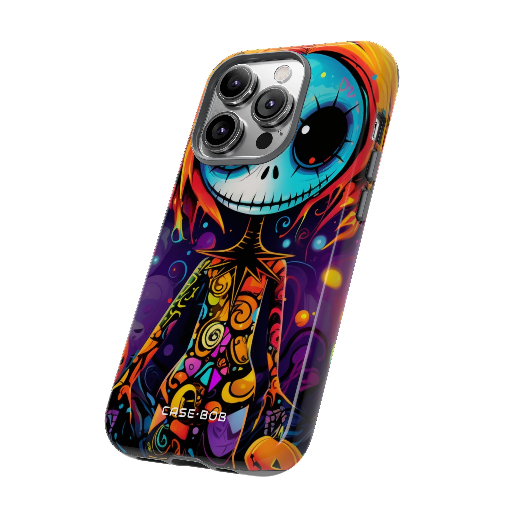 Blue Skull Swirl iPhone 14 Pro Case - Tough