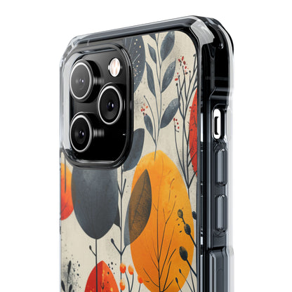 Modern Autumn Leaf Pattern - Clear Impact iPhone 14 Phone Case