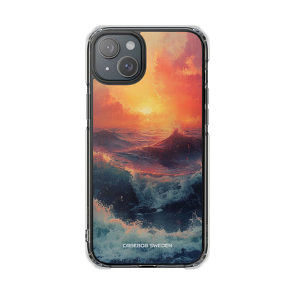 Ocean Sunset Waves - Clear Impact iPhone 15 Phone Case