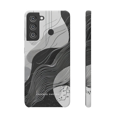 Fluid Rhythms: Monochrome Line Flow Samsung S21 - Slim Phone Case