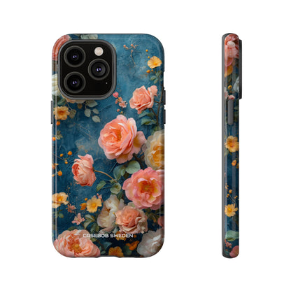 Blue Floral Elegance - Tough iPhone 14 Phone Case