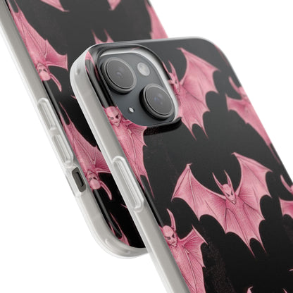 Gothic Pink Bats Aflame iPhone 15 - Flexi Phone Case