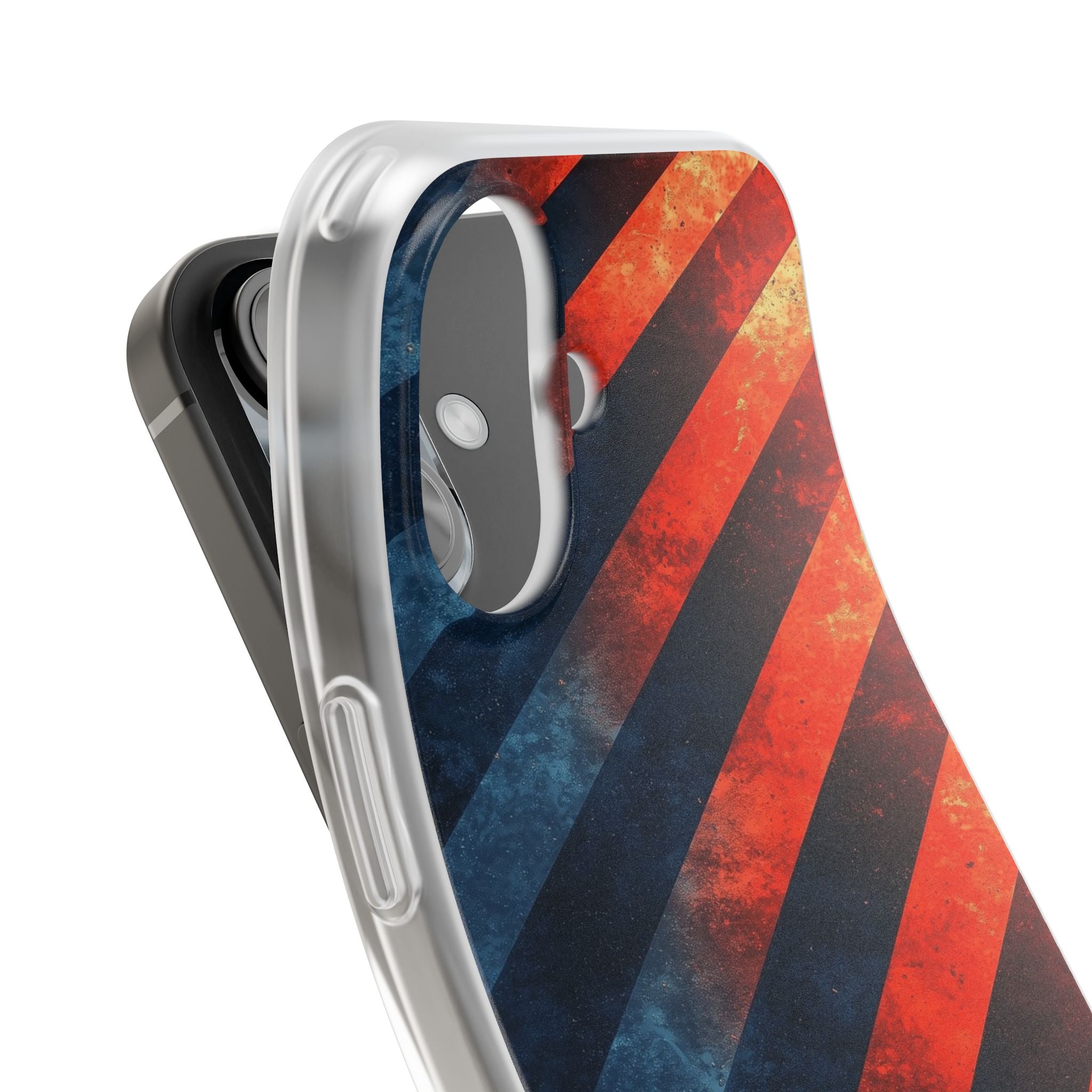 Diagonal Stripes Blaze iPhone 16 Case - Soft