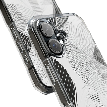 Geometric Monochrome Flow iPhone 16 - Clear Impact Phone Case