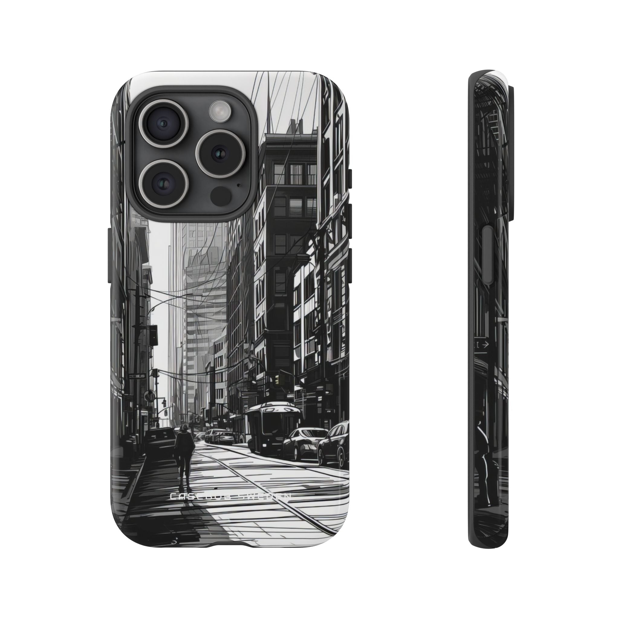 Urban Cityscape Line Perspective iPhone 15 - Tough Phone Case