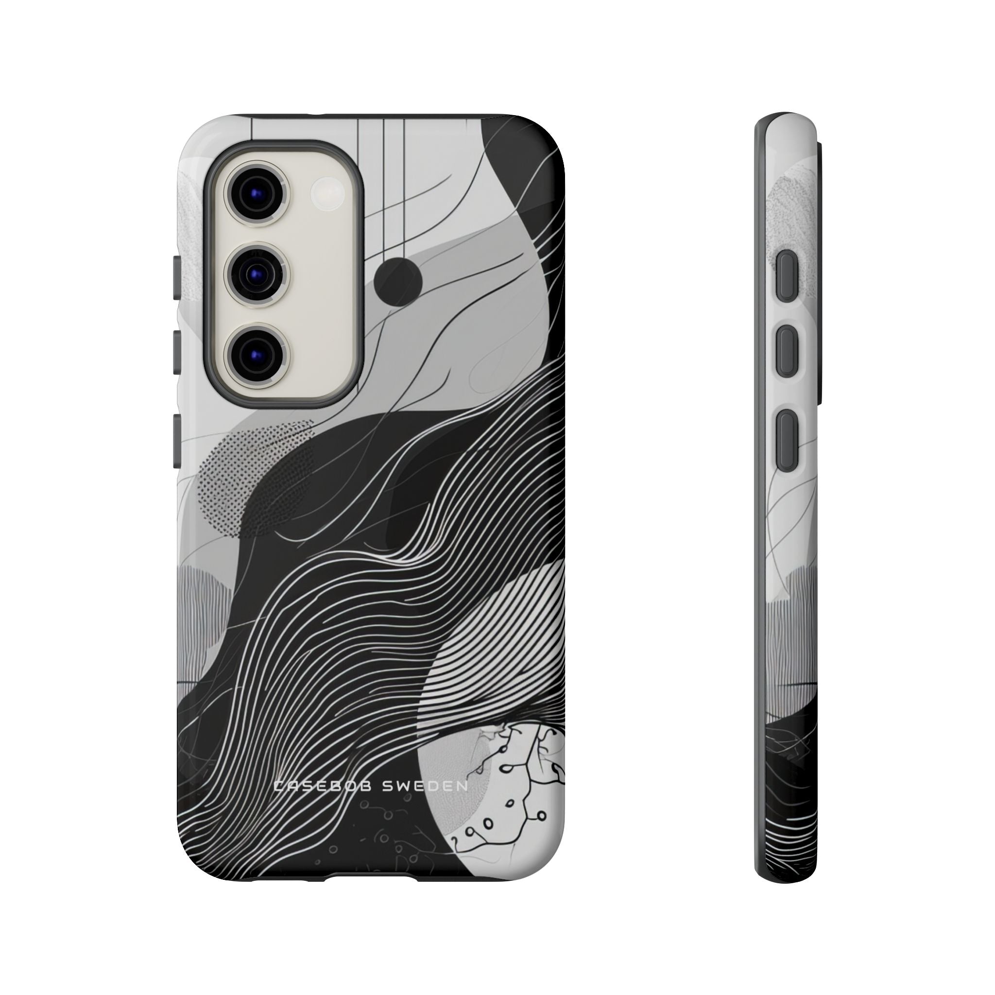 Fluid Rhythms: Monochrome Line Flow Samsung S23 - Tough Phone Case