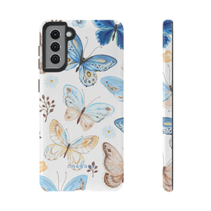 Flying Butterflies, Blue and Yellow iPhone case (Protective) - Protective Phone Case