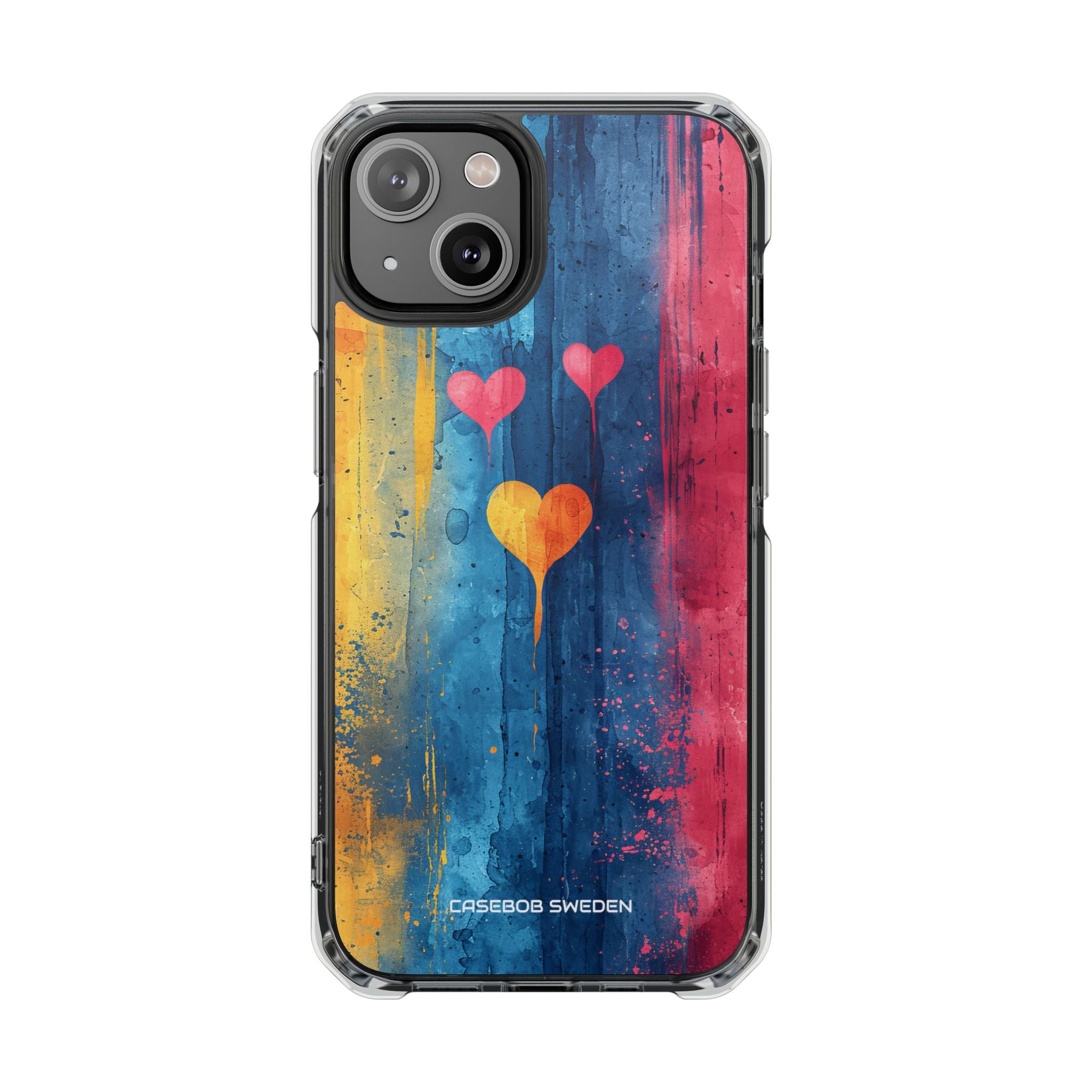 Hearts Watercolor Art - Clear Impact iPhone 14 Phone Case