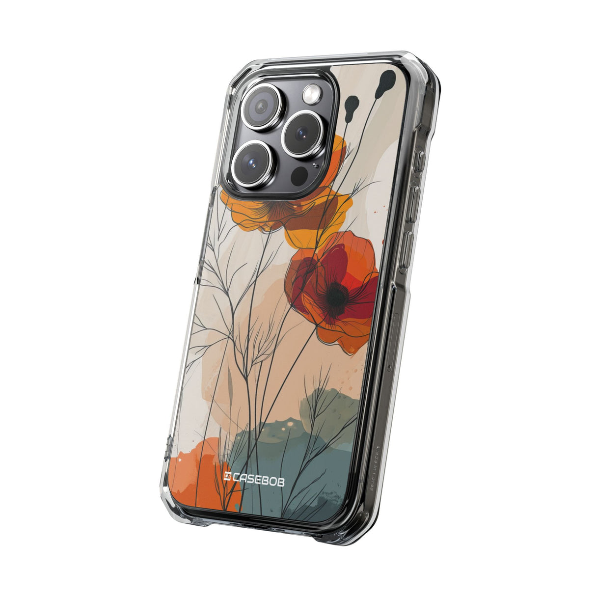 Feurige florale Abstraktion – Handyhülle für iPhone (Clear Impact – magnetisch)