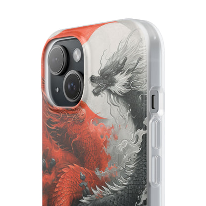 Twin Dragons Crimson iPhone 15 Case - Soft