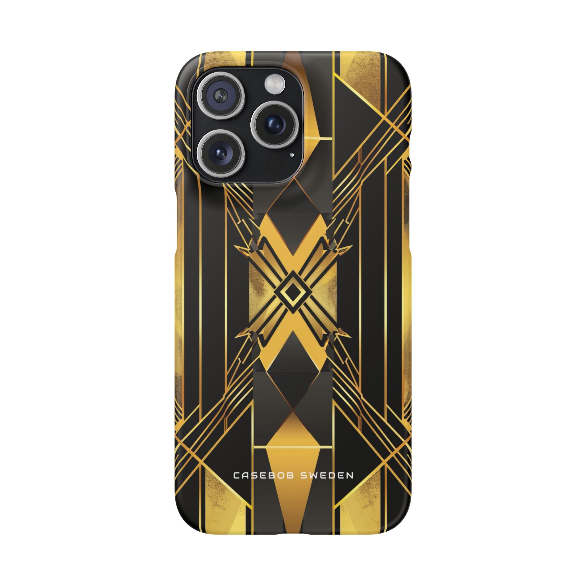 Golden Geometric Elegance iPhone 15 - Slim Phone Case