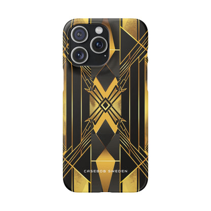 Golden Geometric Elegance iPhone 15 - Slim Phone Case