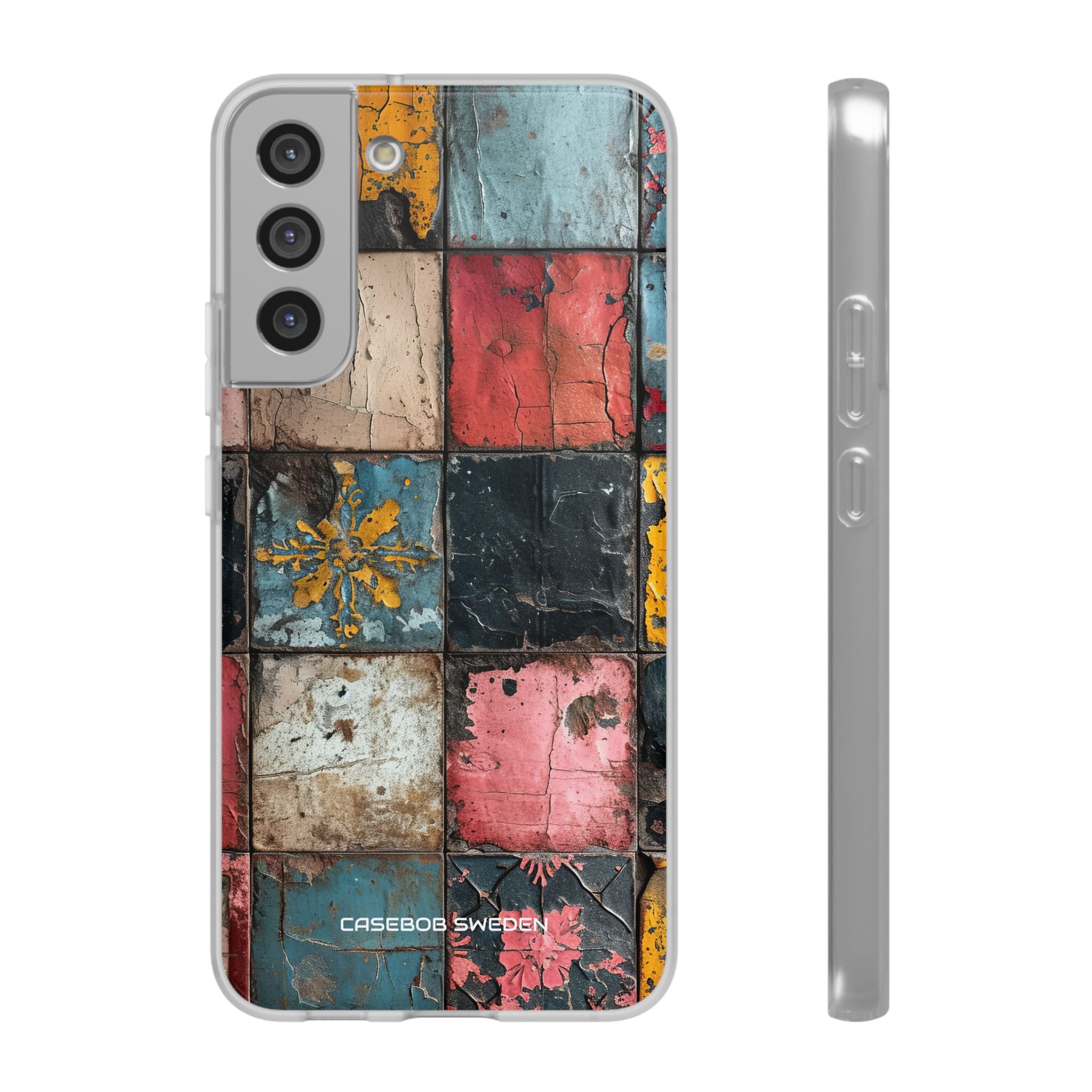 Rustic Red-Yellow Vintage Tiles - Flexi Samsung S22 Phone Case