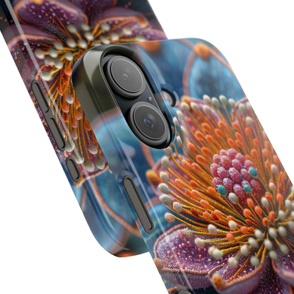 Blue-Orange Floral Swirl - Slim iPhone 16 Phone Case