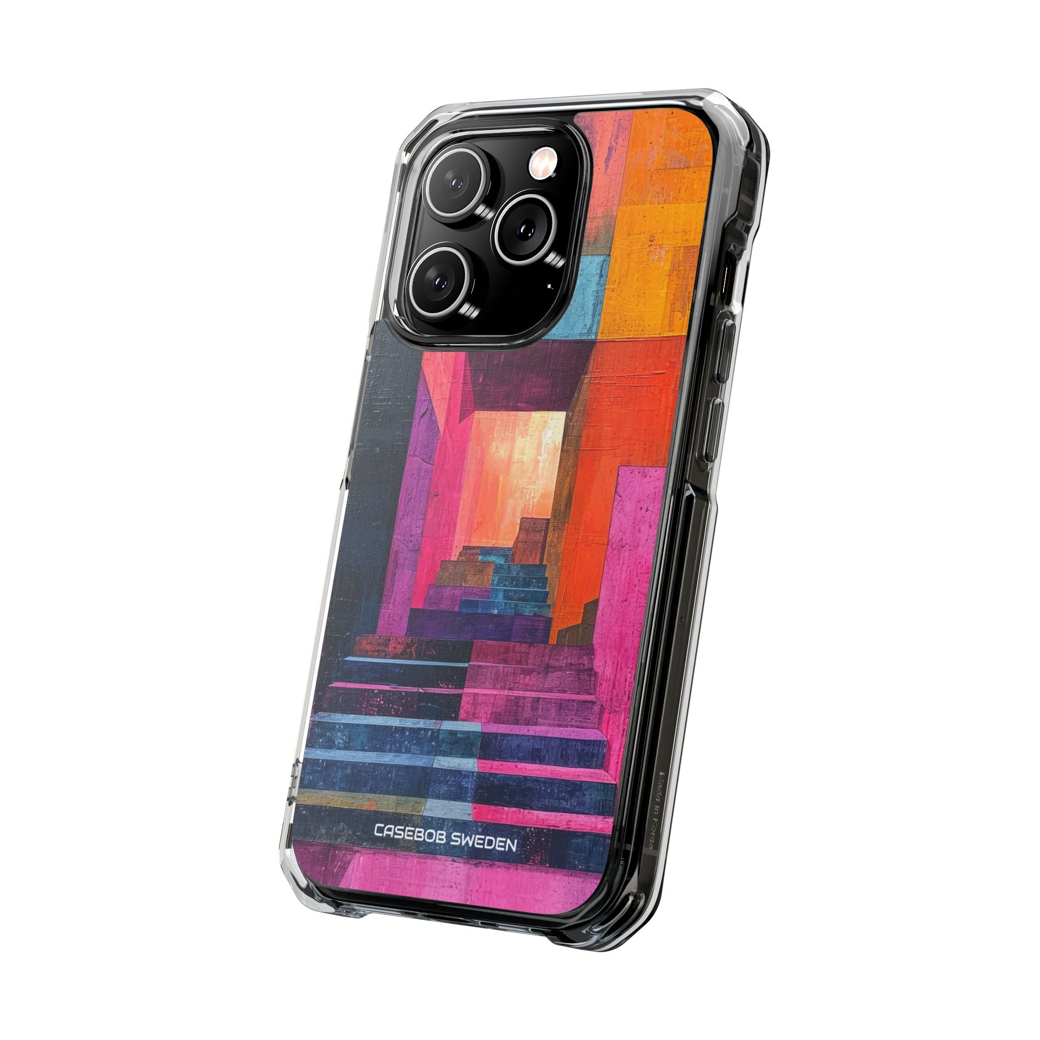 Pink Orange Geometry - Clear Impact iPhone 14 Phone Case