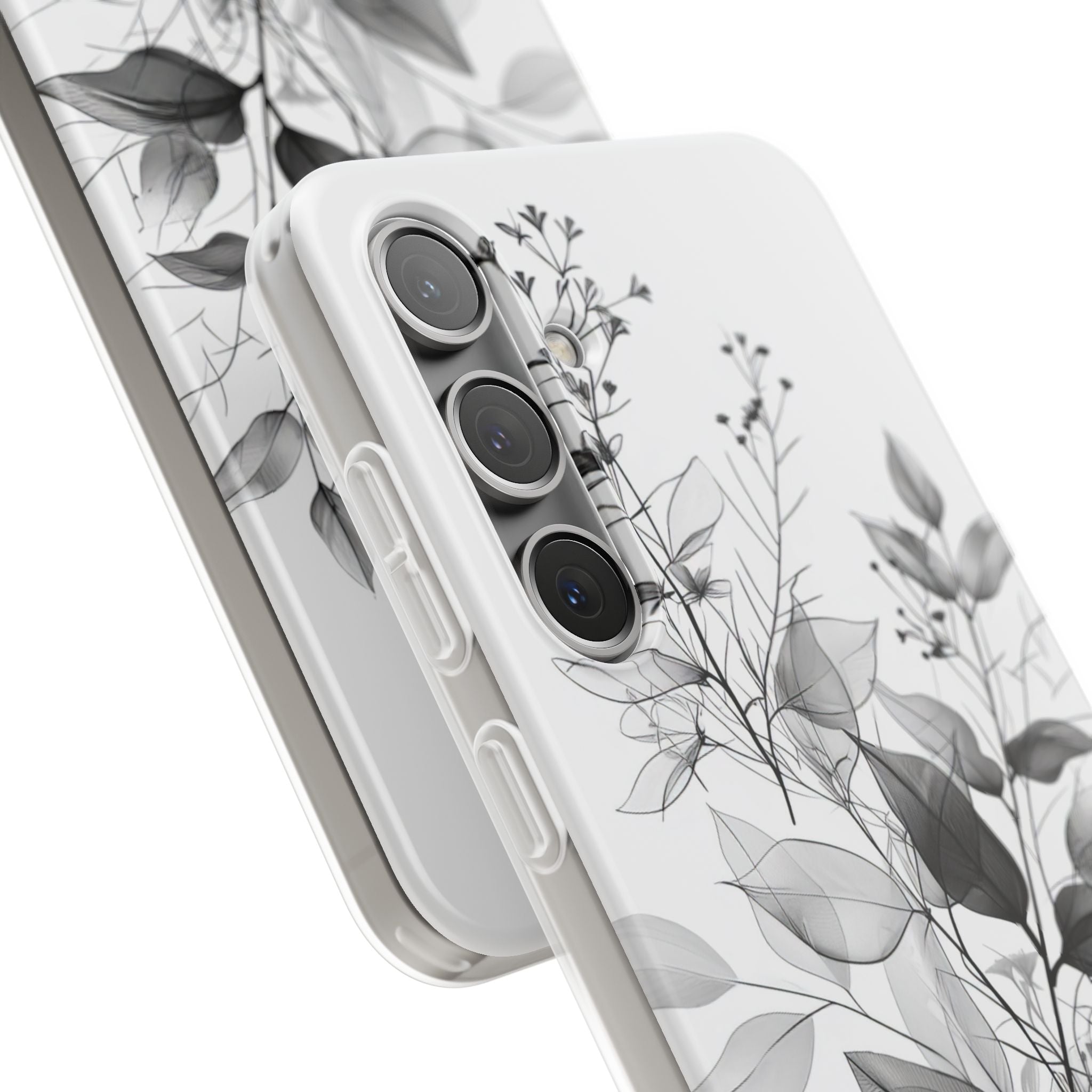 Veined Leaves Gray Samsung S24 Plus Case - Soft
