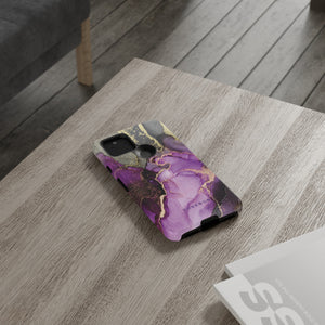 Purple Marble & Gold Phone - Protective Phone Case