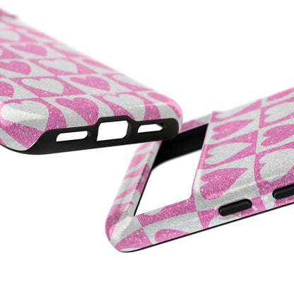 Glitter Heart Grid Google Pixel 8 Case - Tough