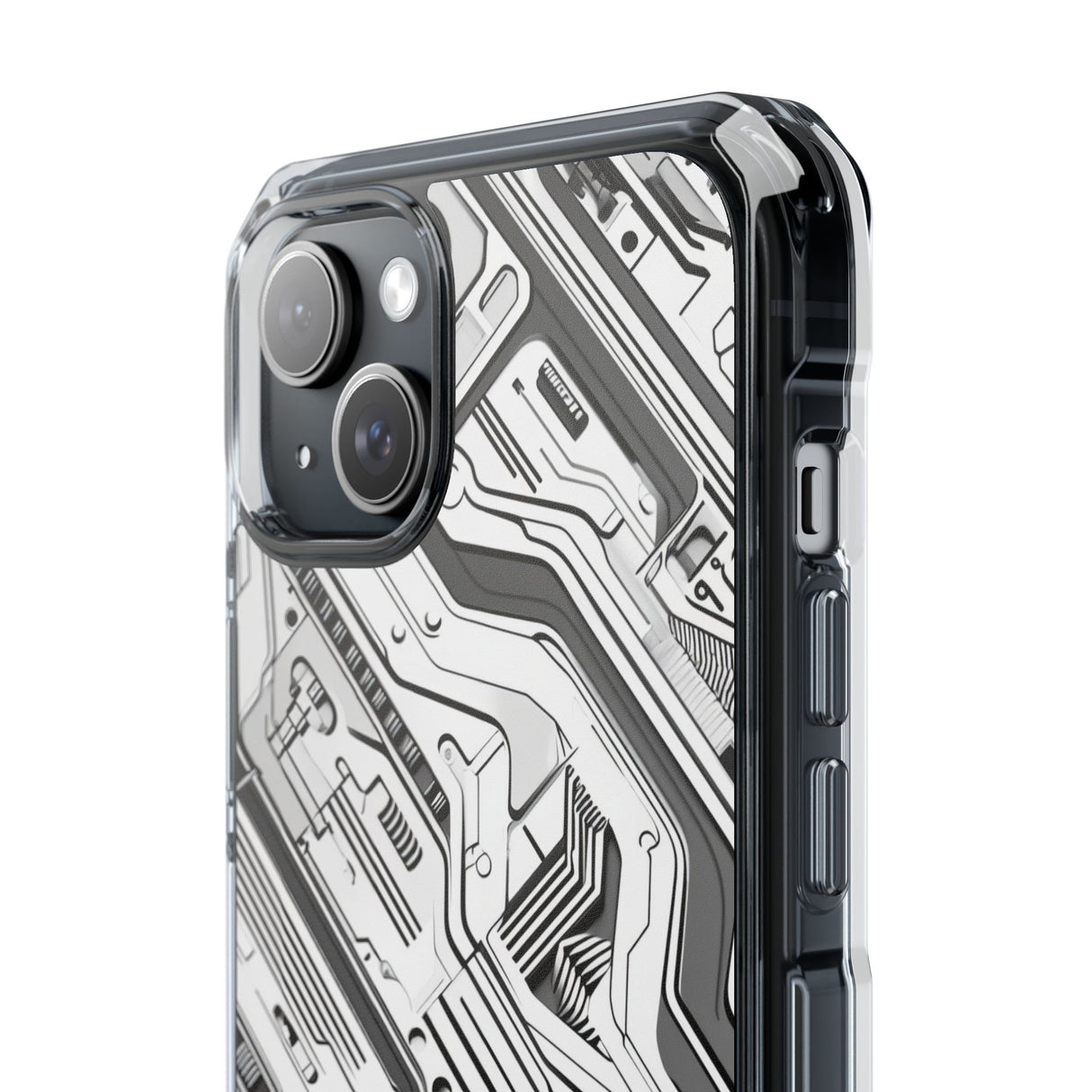 Techno Circuitry - Phone Case for iPhone (Clear Impact - Magnetic)