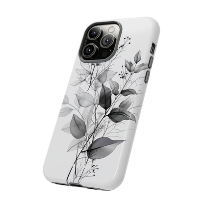 Veined Leaves Gray iPhone 14 Pro Max Case - Tough