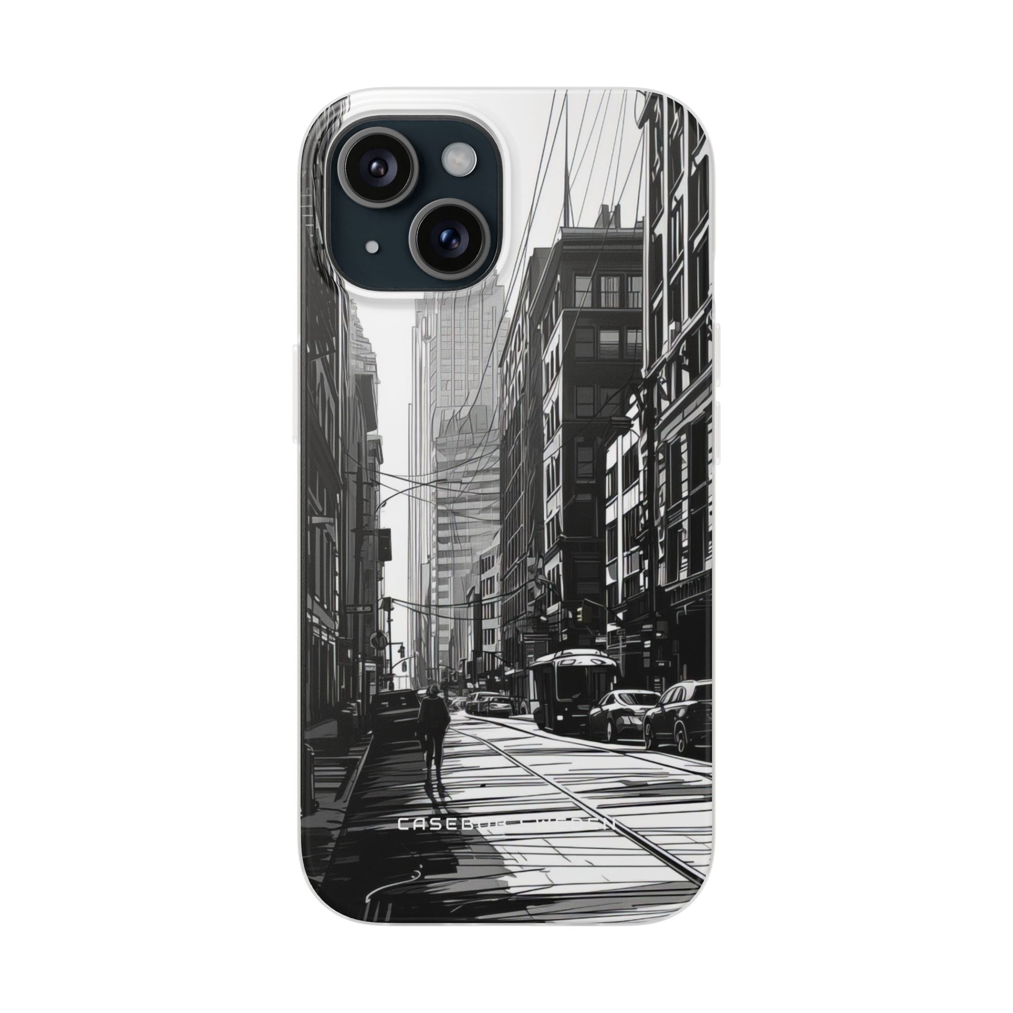 Urban Cityscape Line Perspective iPhone 15 - Flexi Phone Case